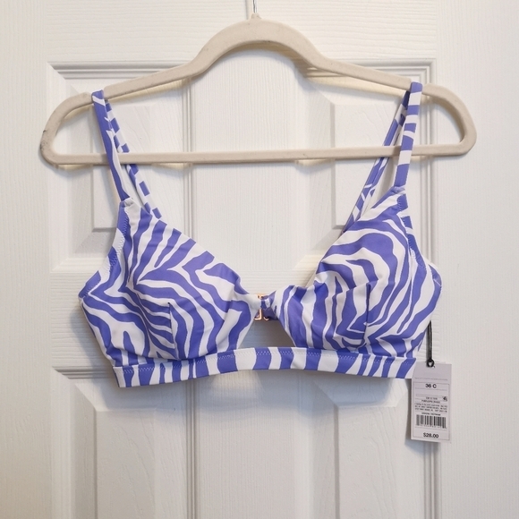 🌻2/$25🌻Shade & Shore Keyhole Purple and White Animal Print Bikini Top - Picture 4 of 11